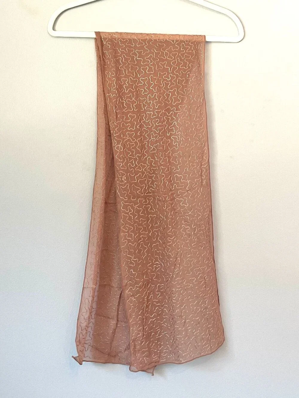 Dusty Rose Scarf with Abstract Wavy Pattern
